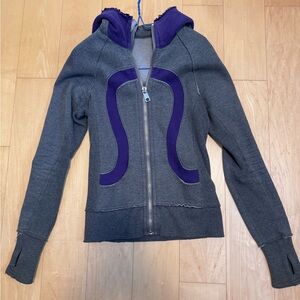lululemon athletica Gray and Purple Scuba Hoodie Sweater